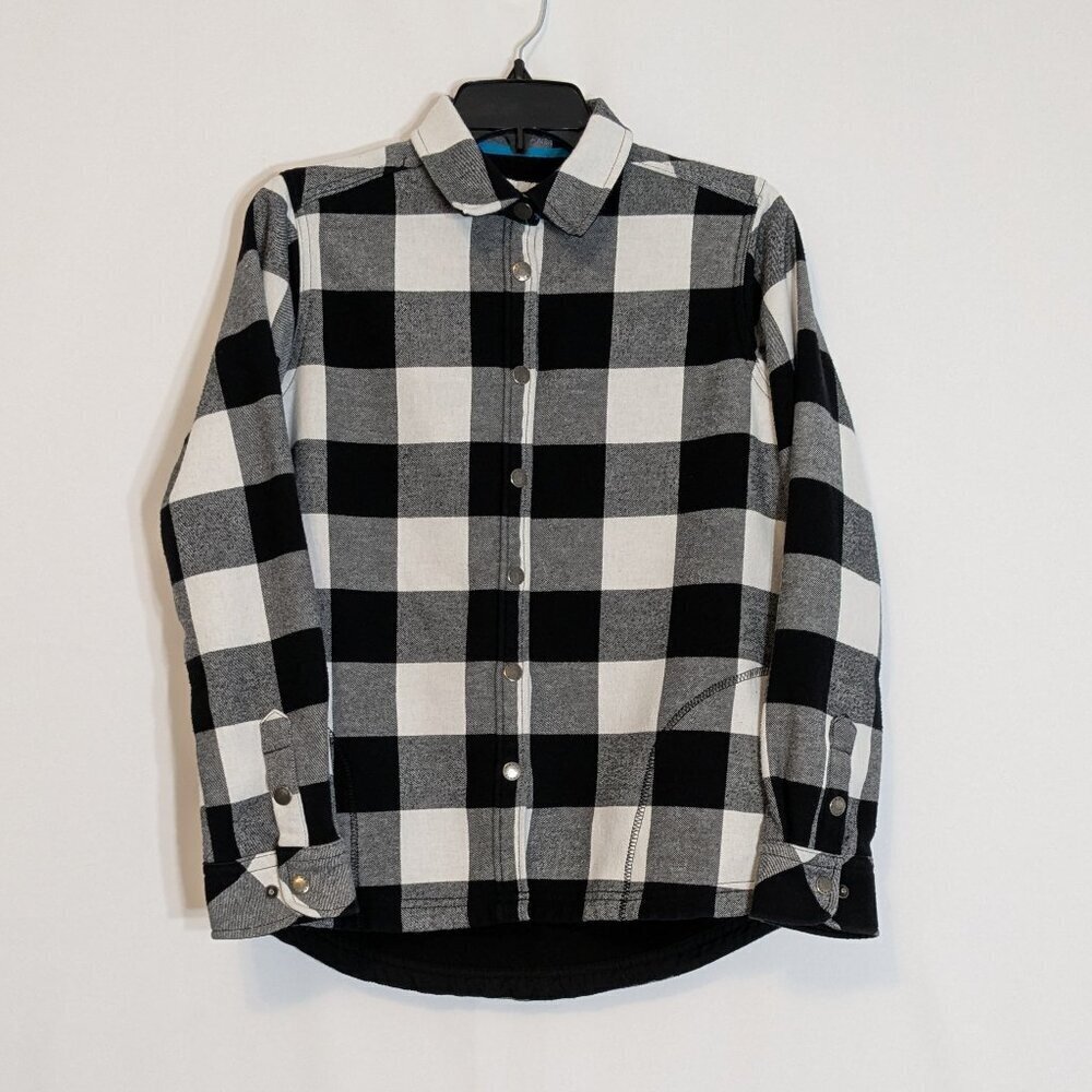 ORVIS, Black & White Check Thick Flannel Shirt Jacket w Snaps; Size S